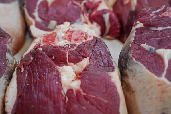 Almaty Kazajstán 2022 Preparan Diferentes Partes Carne Para Venta Mercado —  Fotos de Stock