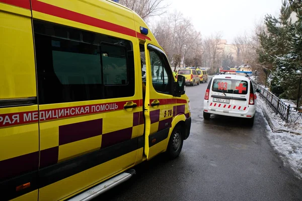 Almaty Kazakhstan 2020 Ambulance Drove Emergency Department City Hospital — Photo