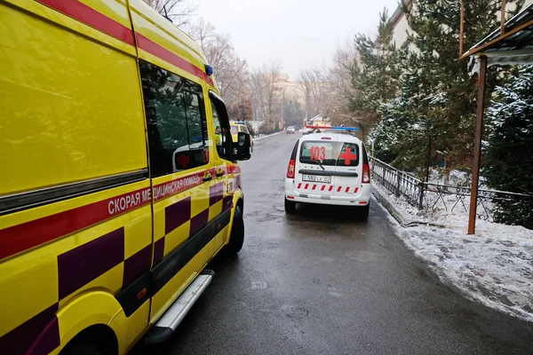 Almaty Kazakhstan 2020 Ambulance Drove Emergency Department City Hospital — Stockfoto