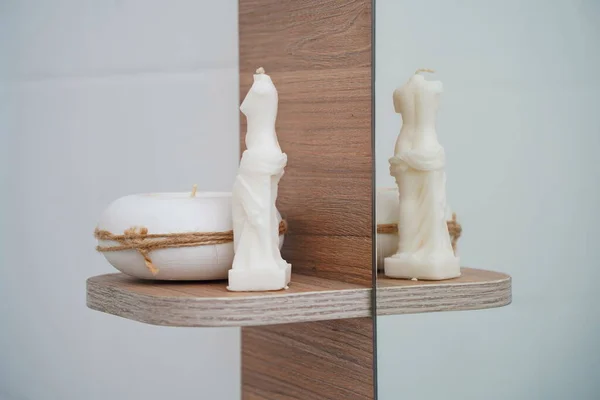 White Candles Stand Shelf Bathroom — Stock fotografie