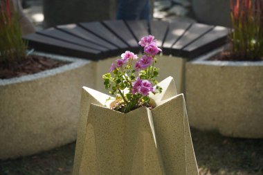 Sergi satışında farklı çeşitlerdeki parlak bahçe bitkileri.