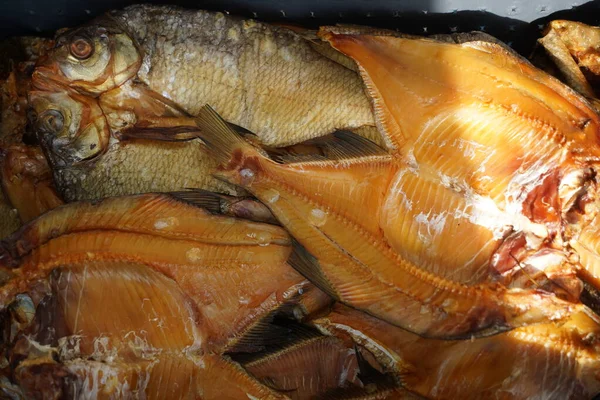 Sale Smoked Salted Fish Market — Stock Photo, Image