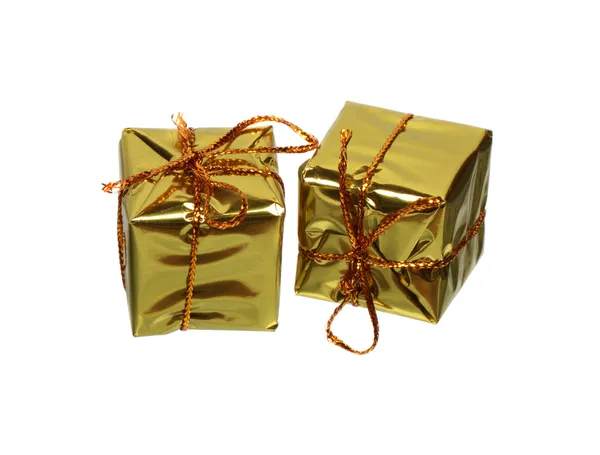 Two golden gift boxes — Stock Photo, Image