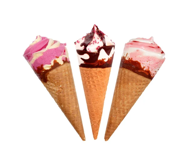 Set Three Ice Creams Isolated White Background — Stock Photo, Image