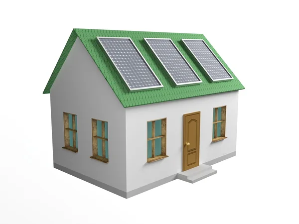 Будинок з сонячними батареями — стокове фото