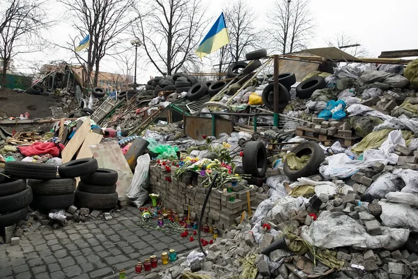 Evromaydan w Kijowie. barykady — Zdjęcie stockowe