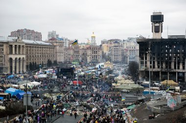 Kiev evromaydan. Bağımsızlık devrimden sonra kare.