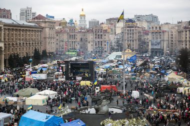 Kiev evromaydan. Bağımsızlık devrimden sonra kare.