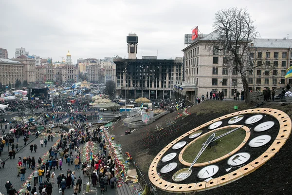 Evromaydan in kiev. Institutskaja Str.. — Stockfoto