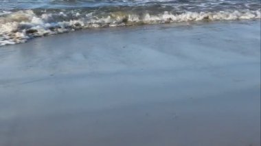 küçük bir dalga kumlu bir plaj üzerinde rulo