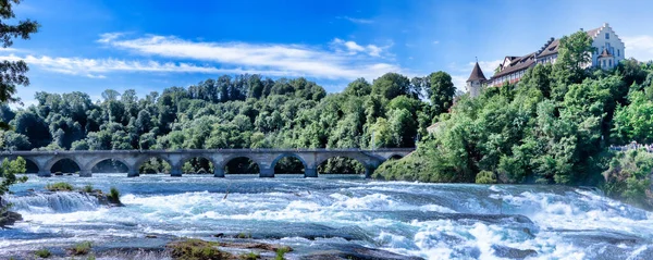 Vista Panorâmica Maior Cachoeira Europa Suíça Neuhausen Rheinfall — Fotografia de Stock