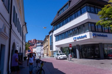 UEBERLINGEN, BODENSEEKREIS, BADEN-WUERTTEMBERG, GERMANY - JULY 2, 2022: On the streets of Ueberlingen in summer day