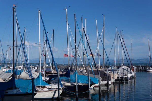 Friedrihshafen Germany June 2022 Yachts Moored Friedrichshafen Lake Constance Sailing — Stock Photo, Image