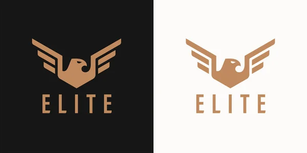 Flying Eagle Wings Logo Luxury Flight Icon Gold Hawk Emblem —  Vetores de Stock