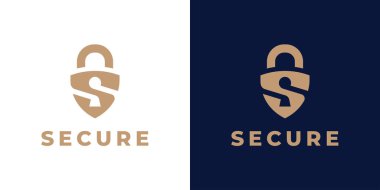 Concept security logo design. Secure padlock icon. Locksmith symbol. Letter S shield lock sign. Vector illustration.