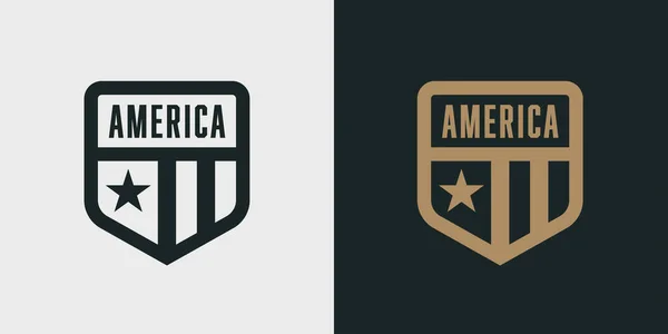 Abstract Usa Flag Shield Icon Proudly American Badge Design United — ストックベクタ