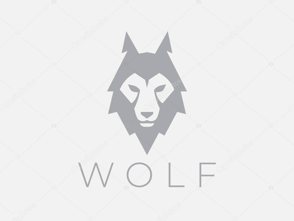 Concept wolf head logo design. Wild predator animal icon. Wildlife silhouette symbol. Vector illustration.