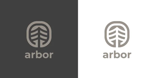 Arbor Tree Logo Evergreen Pine Forest Icon Conifer Plantation Symbol — Stok Vektör