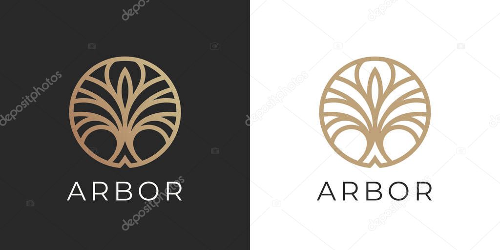 Aloe Vera plant logo. Abstract arbor tree line icon. Concept eco nature symbol. Vector illustration.