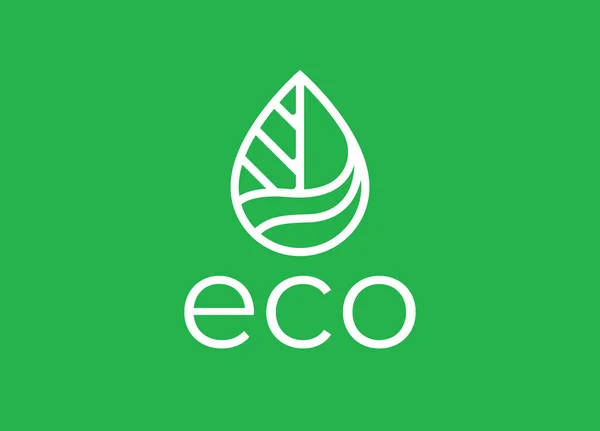 Logotipo Folha Eco Amigável Ambiente Limpo Ícone Linha Planta Símbolo — Vetor de Stock