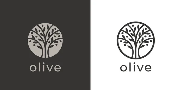 Olivenbaum Logo Das Symbol Des Olivenöletiketts Extra Vergine Baum Des — Stockvektor