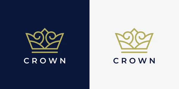 Elegant Crown Logo Royal Brand Identity Line Icon Boutique Jewelry — Stock Vector
