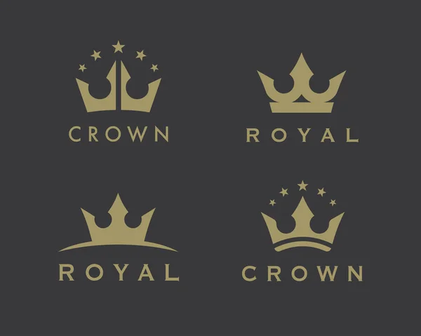 Kraliyet Taç Logosu Lüks Kral Marka Ikonları Zarif Altın Sembolü — Stok Vektör