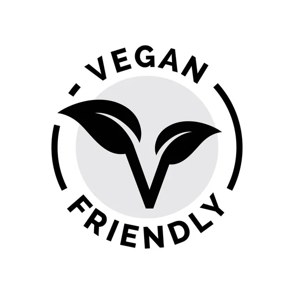 Vegan Friendly Stamp Icon Veganism Badge Label Symbol Vegetarian Food — Stock Vector