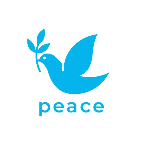 Dove Logo Icon World Peace Symbol Flying Bird Olive Branch — Stock Vector