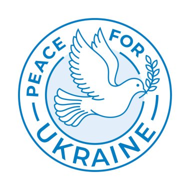 Güvercin sembollü Ukrayna için barış. Ukrayna barış işaretine destek. Vektör illüstrasyonu.