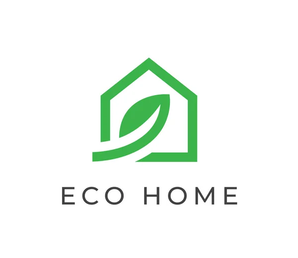 Öko Ikone Grünes Blatt Haus Symbol Bauschild Für Erneuerbare Energien — Stockvektor