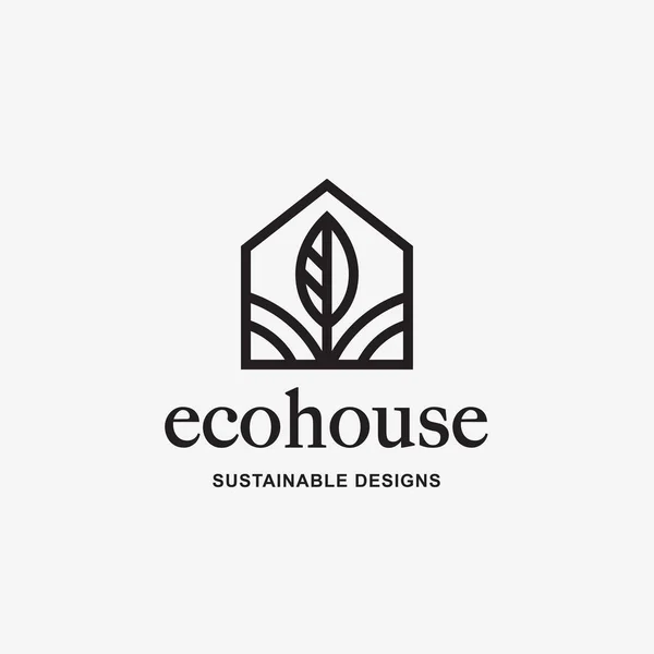 Logotipo Criativo Casa Eco Ícone Abstrato Natureza Folha Símbolo Construção — Vetor de Stock