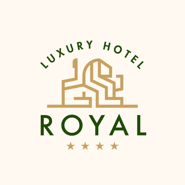 Royal Lion Line Icon Luxury Hotel Logo Leo Brand Identity — Vector de stock