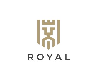 Royal king lion logo mark. Abstract gold leo crown icon. Luxury bold business brand identity emblem. Vector illustration.