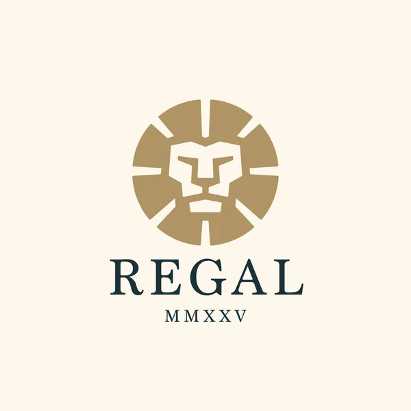 Royal Lion Logo Mark Design Element Abstract Gold Leo Icon — Vetor de Stock