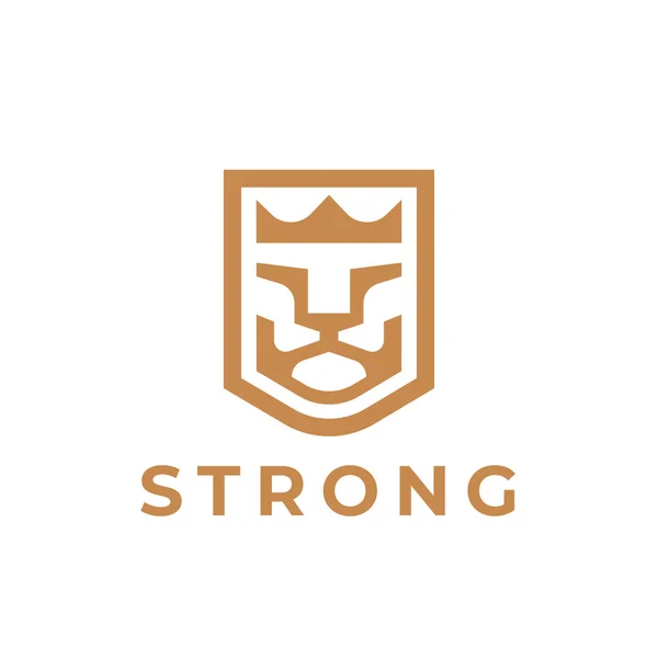 Royal Lion Logo Mark Design Element Abstract Gold King Crown — Stockvektor