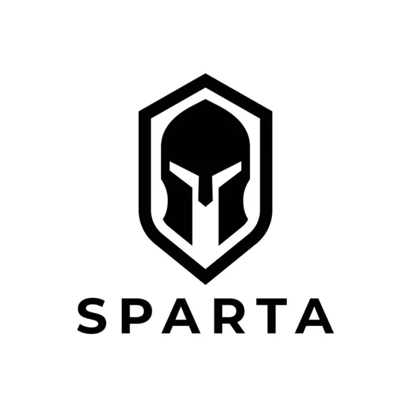 Logotipo Guerreiro Ícone Capacete Espartano Esparta Emblema Gladiador Distintivo Escudo —  Vetores de Stock