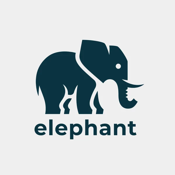 Φιλικό Λογότυπο Ελέφαντα Άγριο Χαυλιόδοντα Και Εικόνα Κορμού Απλό Αφρικανικό — Διανυσματικό Αρχείο