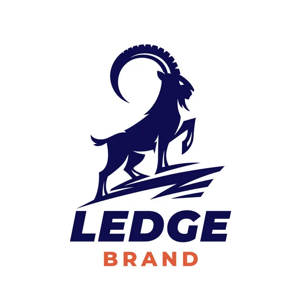 와일드 아이콘 Ibex Silhouette Ledge 상징이다 하이킹 어드벤처 브랜드 아이덴티티 — 스톡 벡터