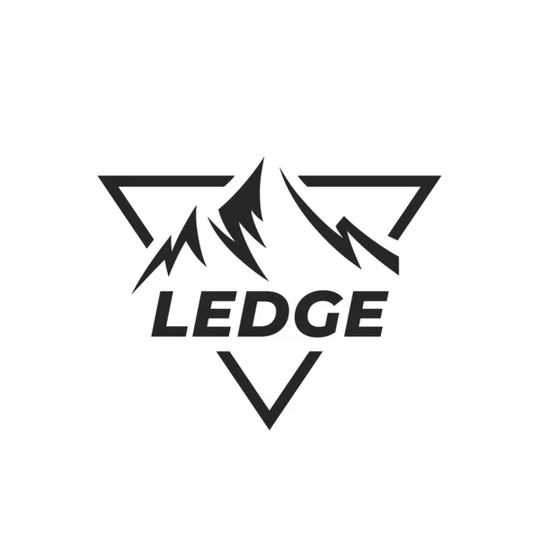 Mountain Peak Ledge Logo Design Outdoor Hiking Adventure Icon Alpine — Stock Vector
