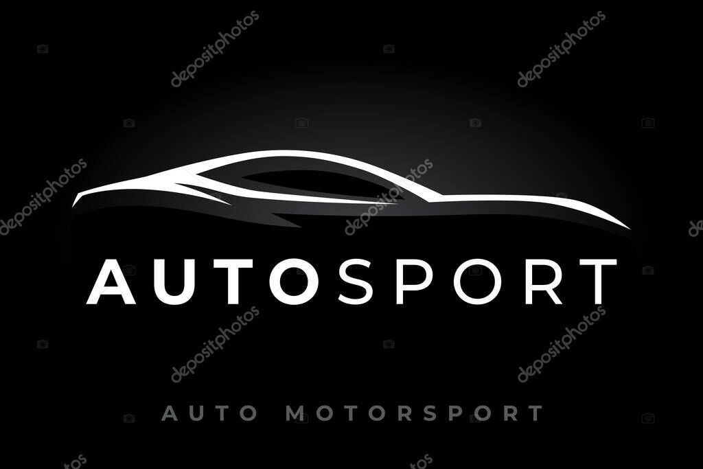 Sports vehicle logo silhouette. Motor car dealer emblem. Auto garage icon. Automotive dealership symbol. Vector illustration.