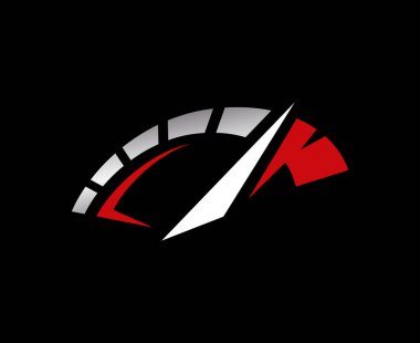 Auto speed rev icon. RPM performance logo. Full throttle accelerate emblem. Speedometer dial symbol. Vector illustration.