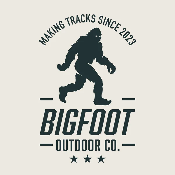 Bigfoot Walking Logo Design Sasquatch Crossing Icon Hairy Wild Man — Stockvektor