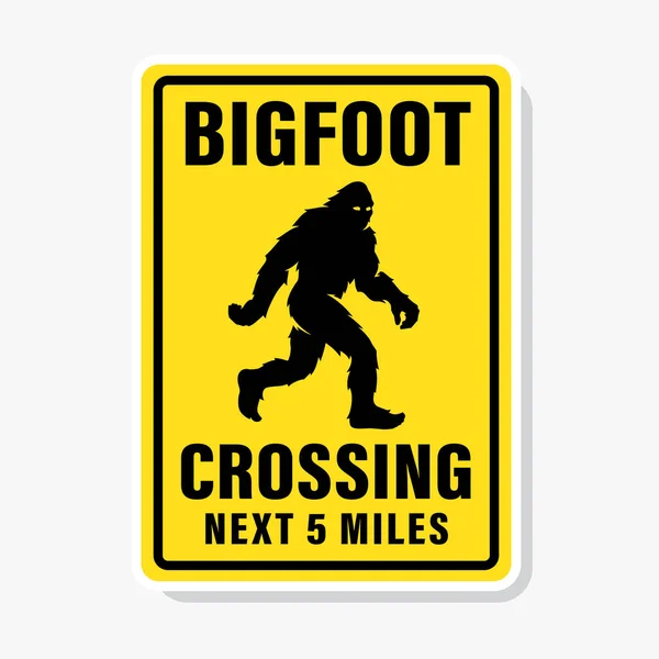 Bigfoot Crossing Sign Sasquatch Walking Symbol Hairy Wild Man Cryptid — Stock Vector