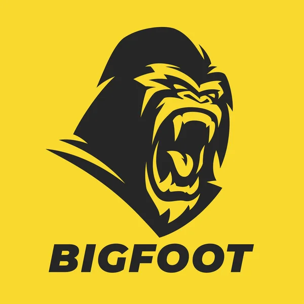 Silverback Gorilla Scream Logo Angry Bigfoot Icon Yeti Symbol Sasquatch — 스톡 벡터