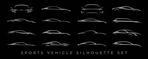 Σπορ Αυτοκίνητο Λογότυπο Σιλουέτα Σετ Έμβλημα Αντιπροσωπείας Αυτοκινήτων Αυτόματο Σύμβολο — Διανυσματικό Αρχείο
