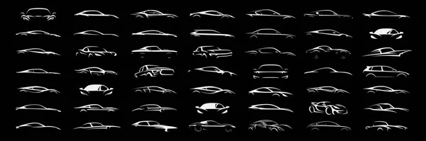 Sports Car Logo Icon Set Motor Vehicle Silhouette Emblems Auto — Vector de stock