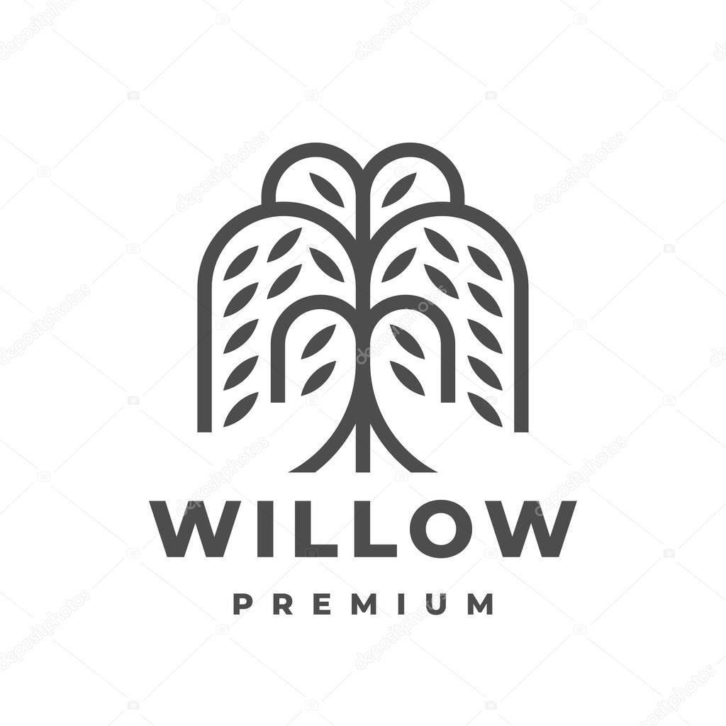 Willow tree logo design. Weeping willow icon. Vector illustration.