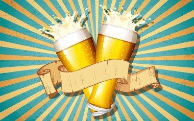 Beer Glass in Retro Background clipart