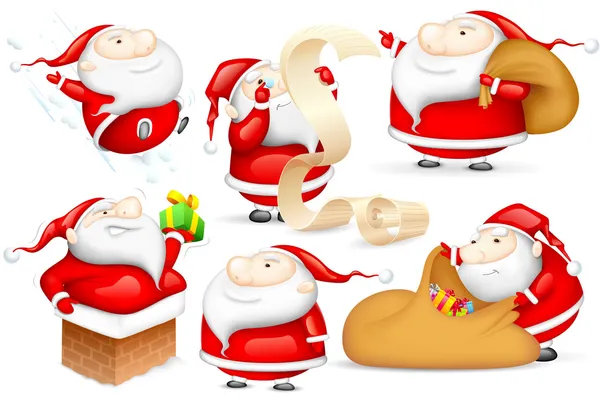 Papai Noel em humor diferente — Vetor de Stock